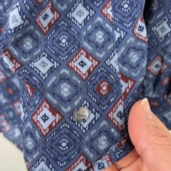 Eddie Bauer Tunic Top Women's‎ Size XL Blue Geometric Boho Rayon Print - Picture 9 of 16